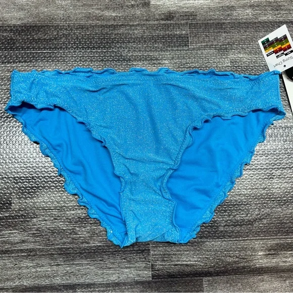 NWT Junior’s Size Large No Boundaries Two Piece Bikini Set in Blue Lurex - Picture 9 of 15